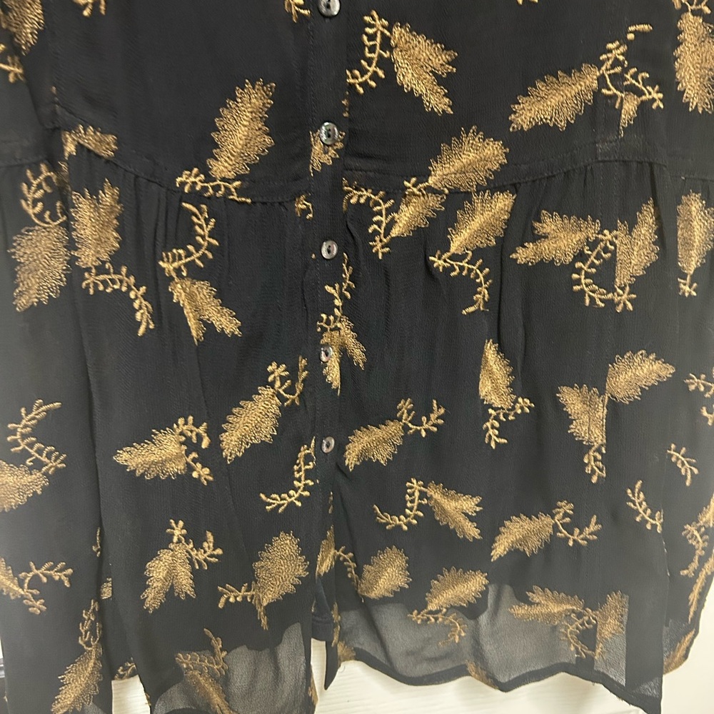 Wrap London Black Dress with Gold Leaf Pattern - Picture 5 of 9